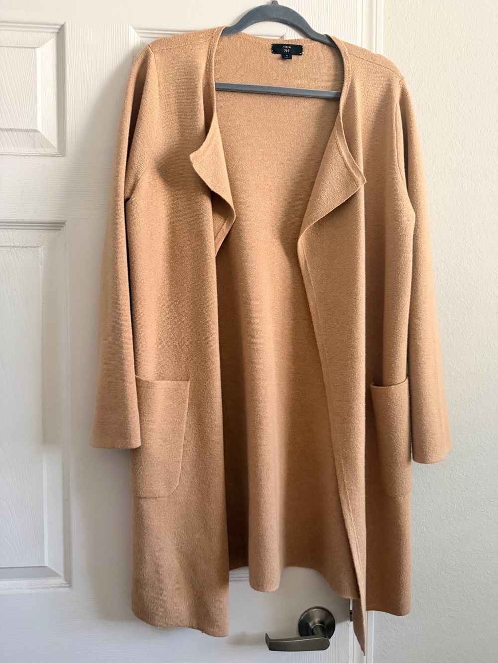 J.Crew Juliette Collarless Sweater Blazer Long Cardigan in Camel - Picture 5 of 7